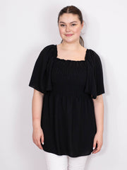 Smock bluse med vidde ærme - Brystmål 130cm