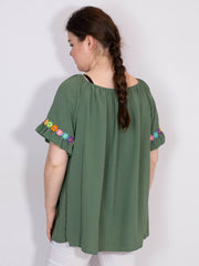 Bluse med multi blomster - Brystmål 130cm