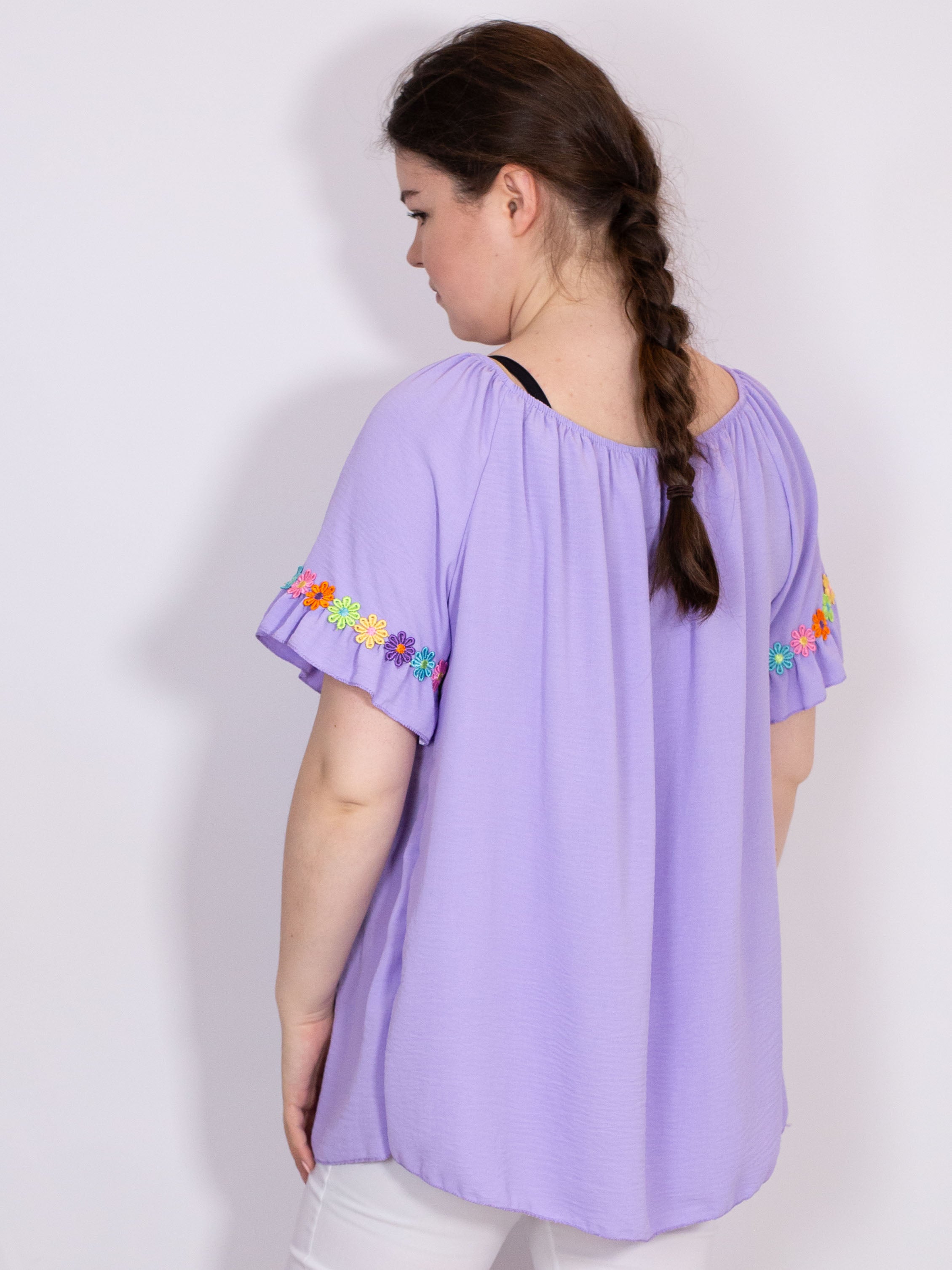 Bluse med multi blomster - Brystmål 130cm