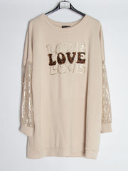 Sweatshirt love og pailletter - Brystmål 120cm - Ingen returret - ITNOV24