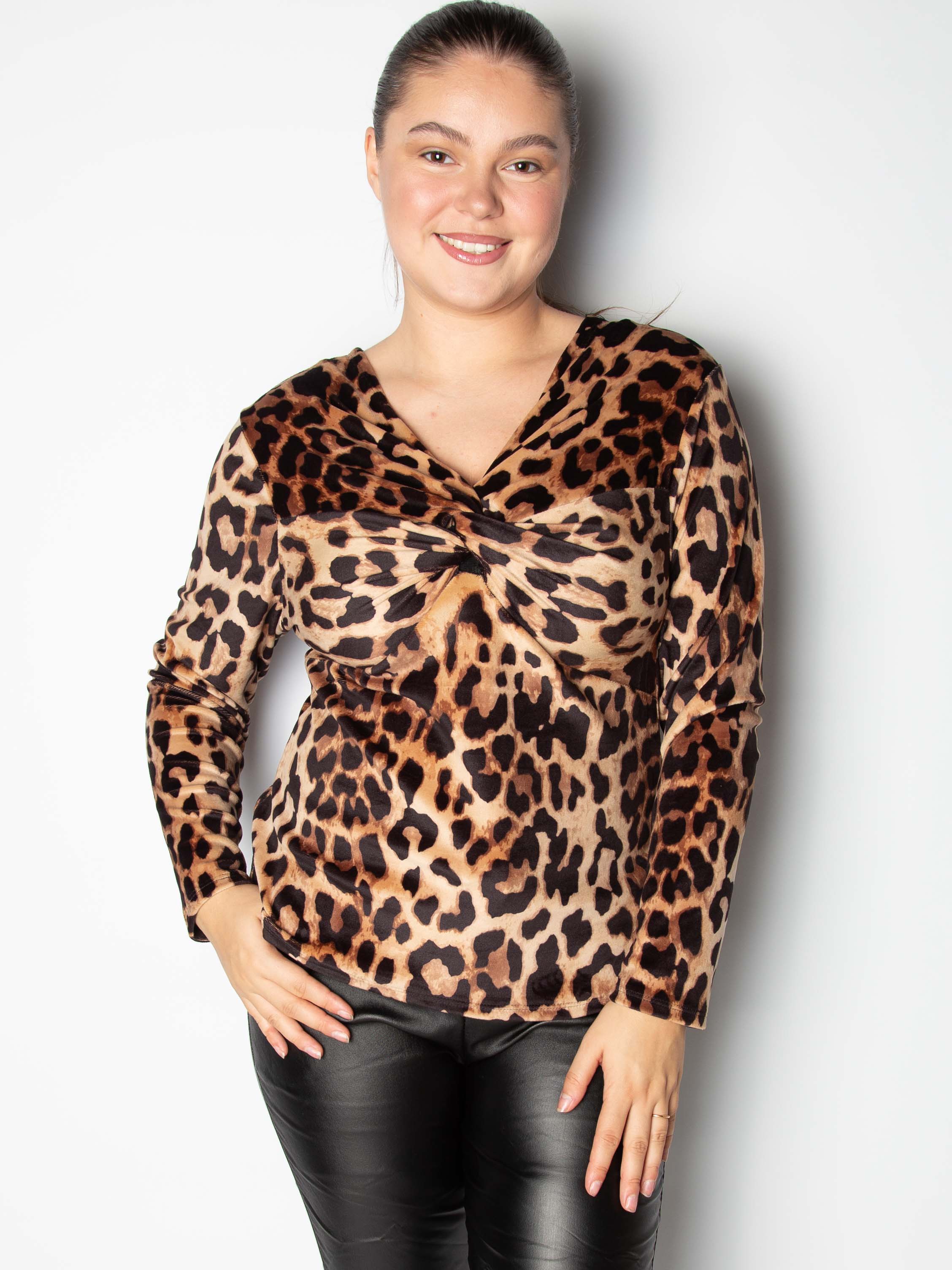 Velour bluse med knude - ITSEP24