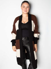 Stribet vamset strikcardigan - Ingen returret - ITSEP24