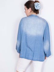 Smock denimlook skjorte - Str. 38-48