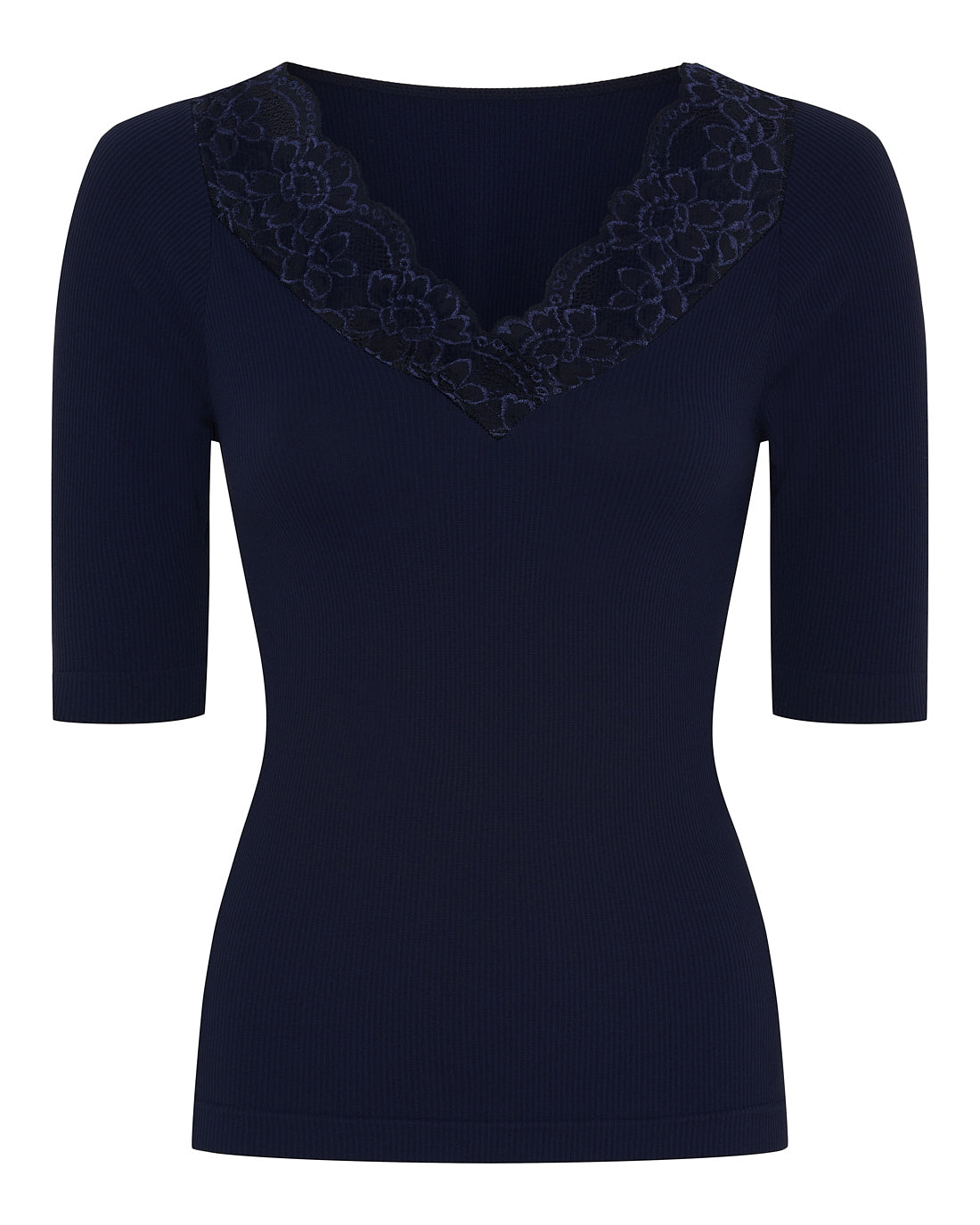 Tim og Simonsen Belen rib v-lace Top SS