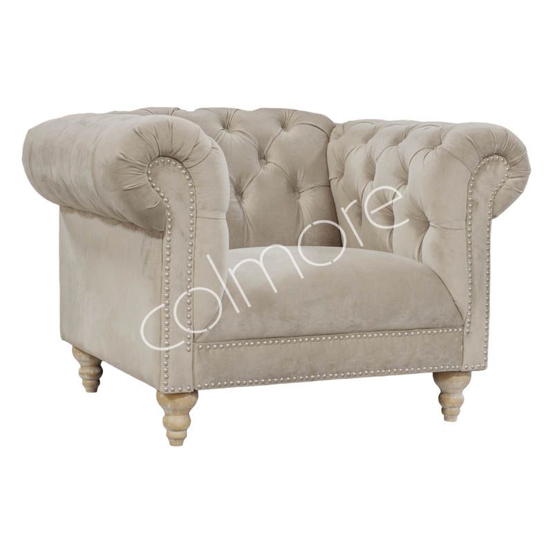 Armchair Silvia 1 seat natural velvet 108x85x77