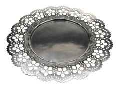 IRON PLATE W/LACE EDGE 30CM ANTIQUE SILVER