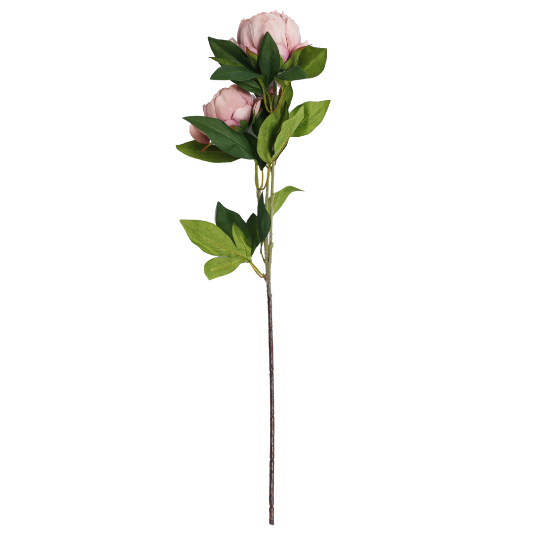 Kunstig Pæon m. 3 blomster 72 cm taupe