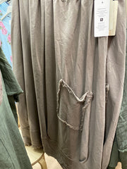 Bomuld nederdel flosset taupe - Str. 38-48